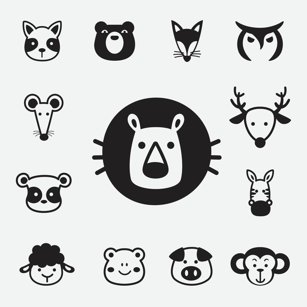 animal icon set vector