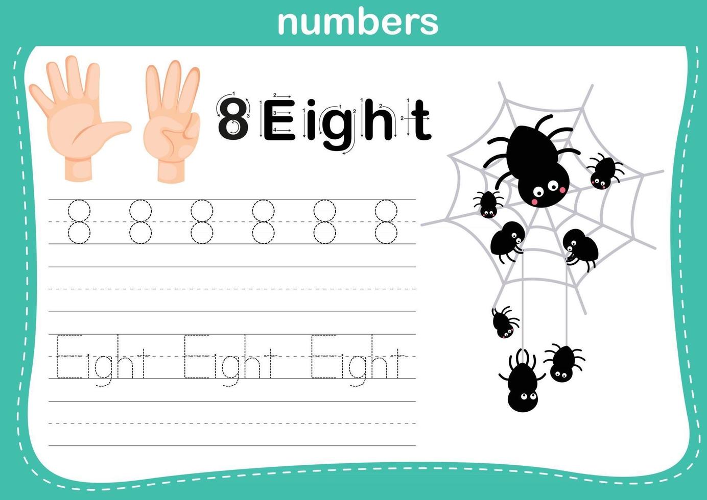 mão count.finger e number, number exercício ilustração vetorial vetor