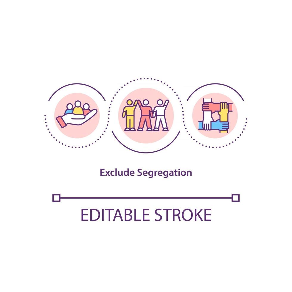 excluir o ícone do conceito de segregação. movimento popular anti-racista. desigualdade na ilustração de linha fina de ideia abstrata de vida social. desenho de cor de contorno isolado vetor. curso editável vetor