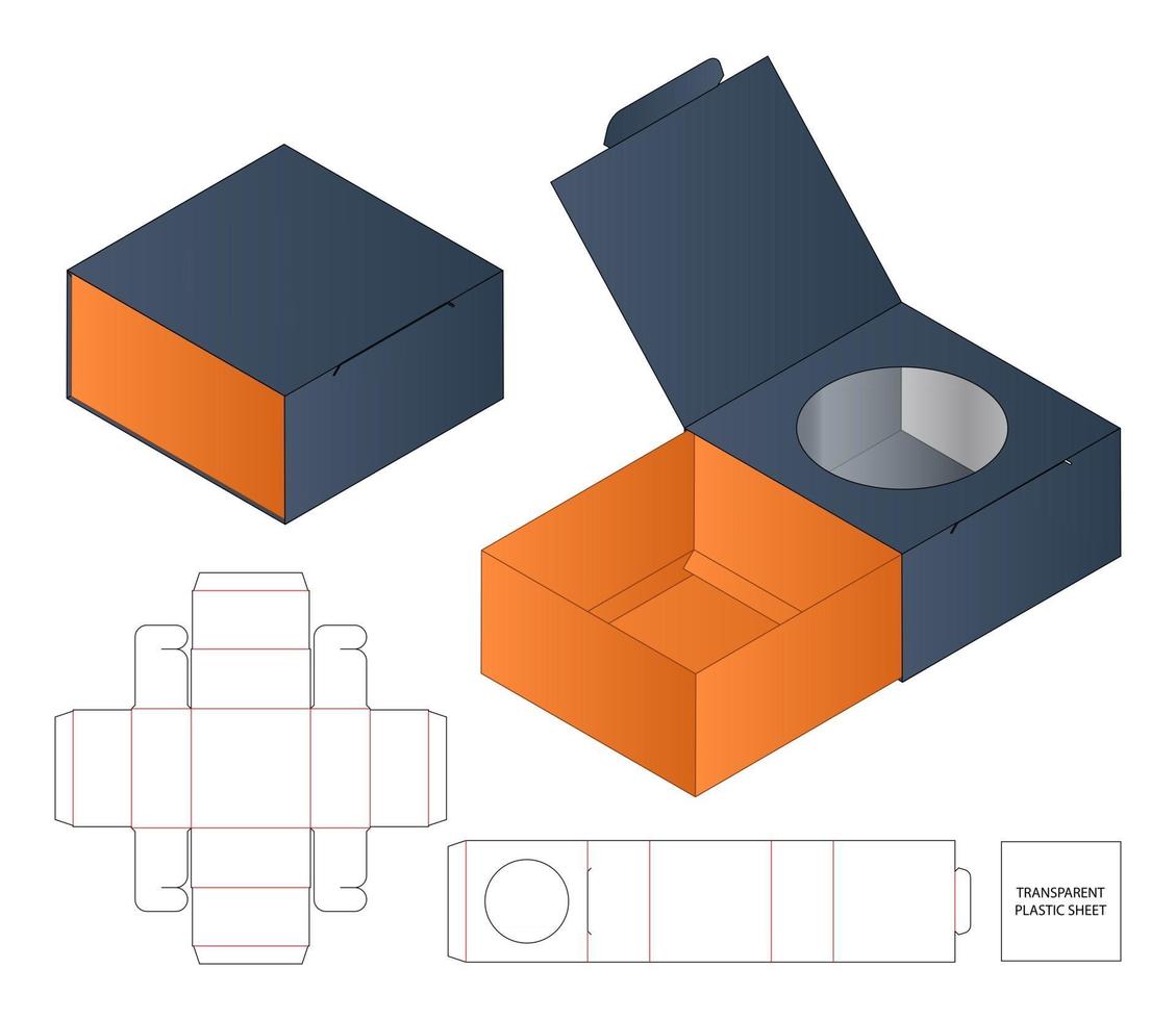 design de modelo cortado de embalagem de caixa. Maquete 3D vetor