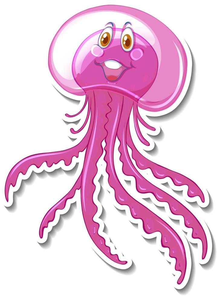 Adesivo de personagem de desenho animado de medusa fofa vetor
