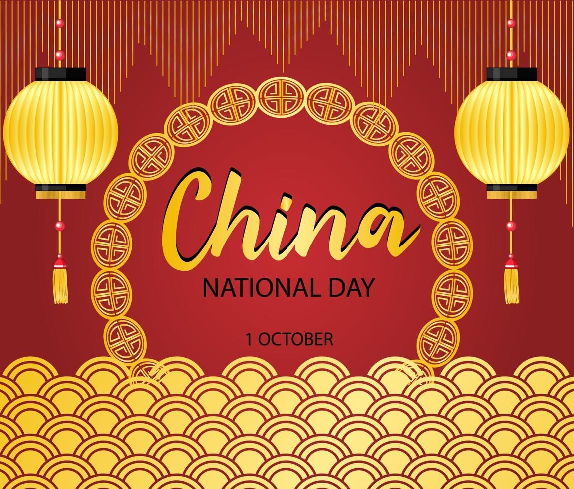 banner do logotipo do dia nacional da china em 1º de outubro vetor