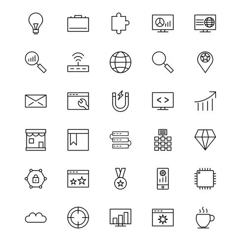 Conjunto de vetor SEO Search Engine Optimization Icons