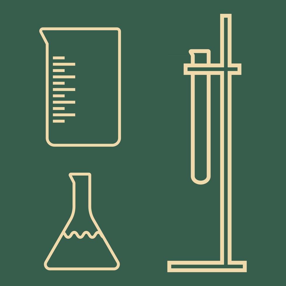 equipamento de laboratório de ciência ou química sobre fundo verde vetor