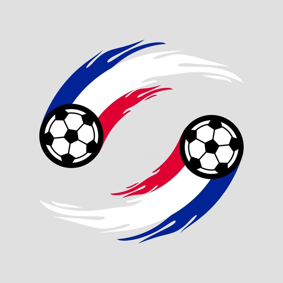 futebol ou futebol com cauda de fogo na bandeira da França. vetor