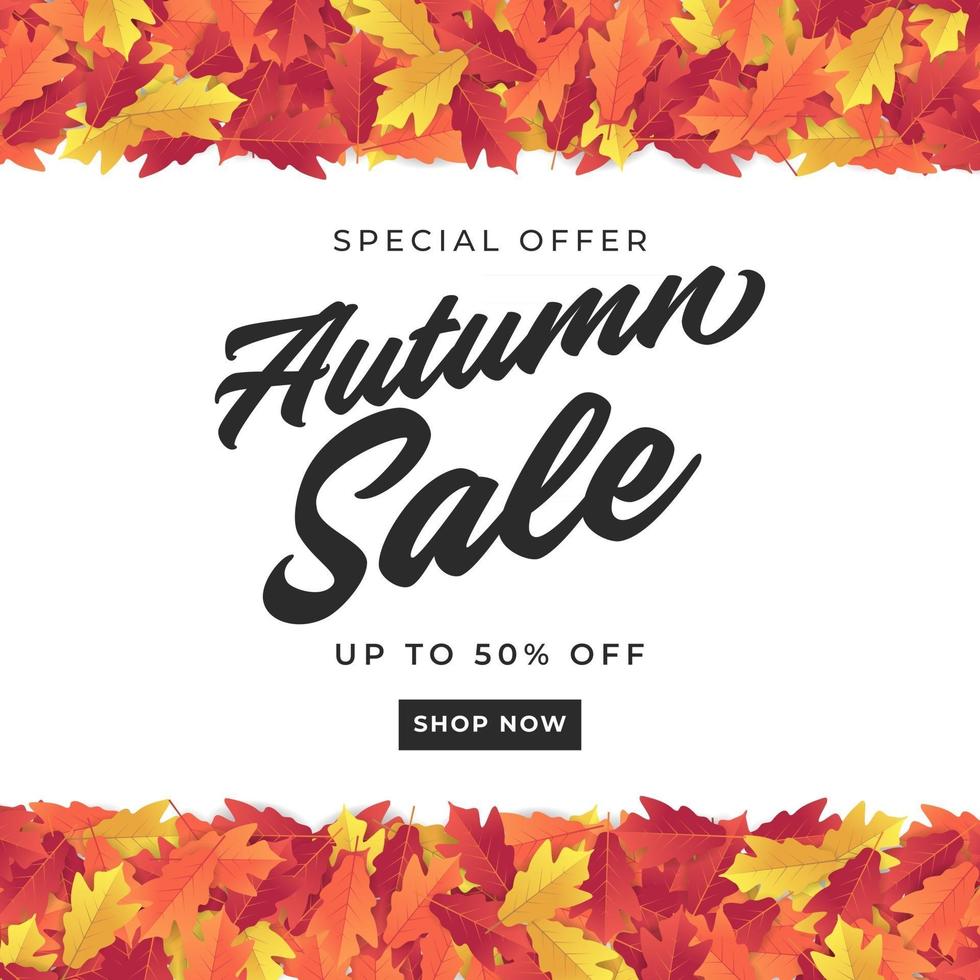 outono banner de venda para venda de compras. fundo colorido das folhas de outono. vetor