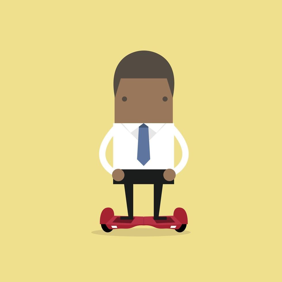 empresário africano na scooter elétrica de autoequilíbrio. vetor