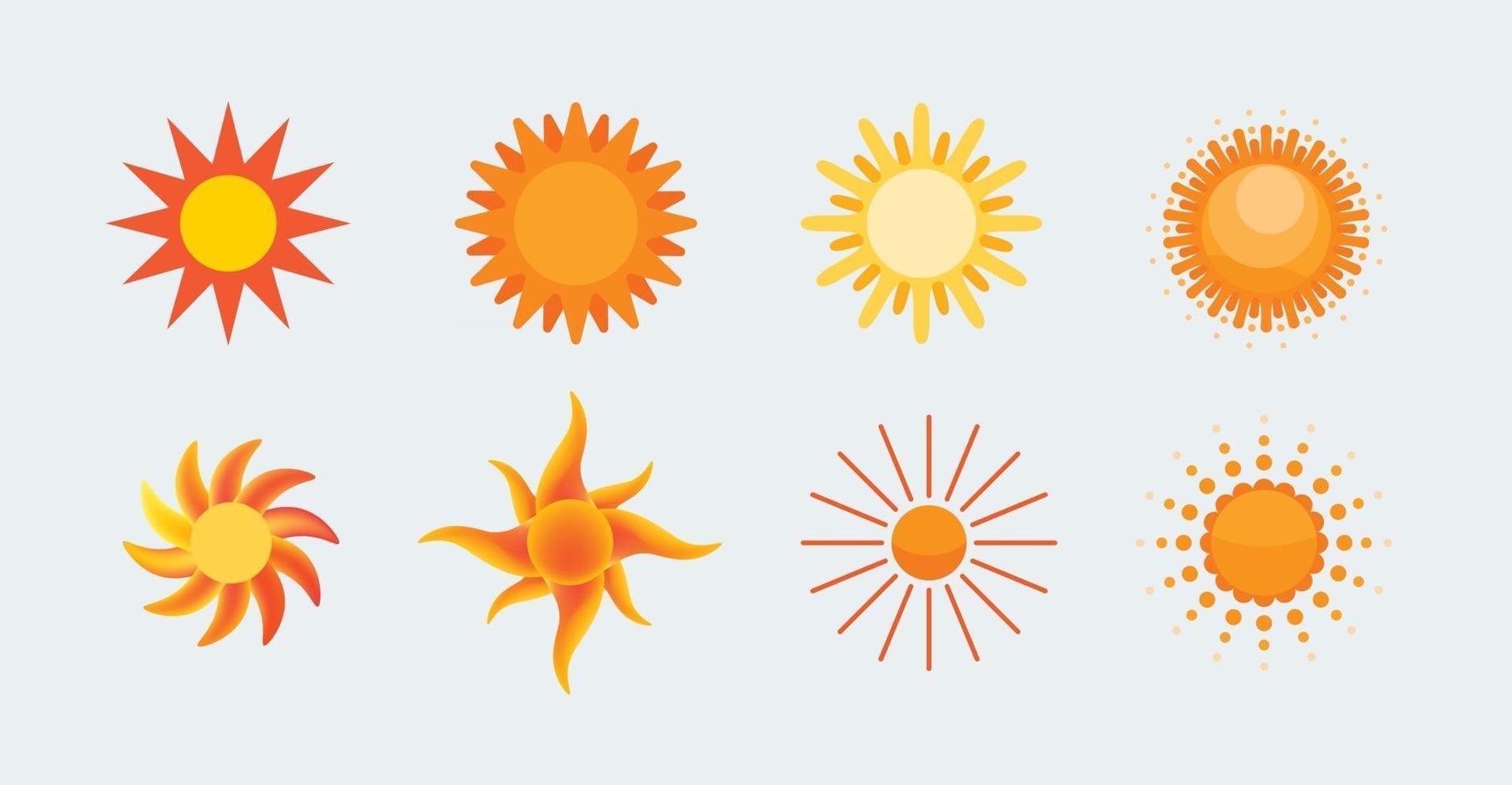 conjunto de símbolos de vetores de ícones do sol