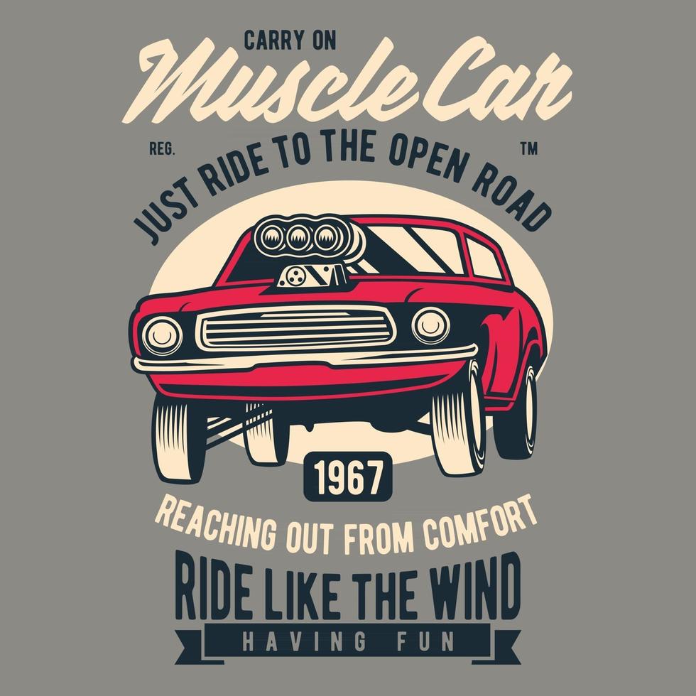 design de distintivo vintage muscle car vetor