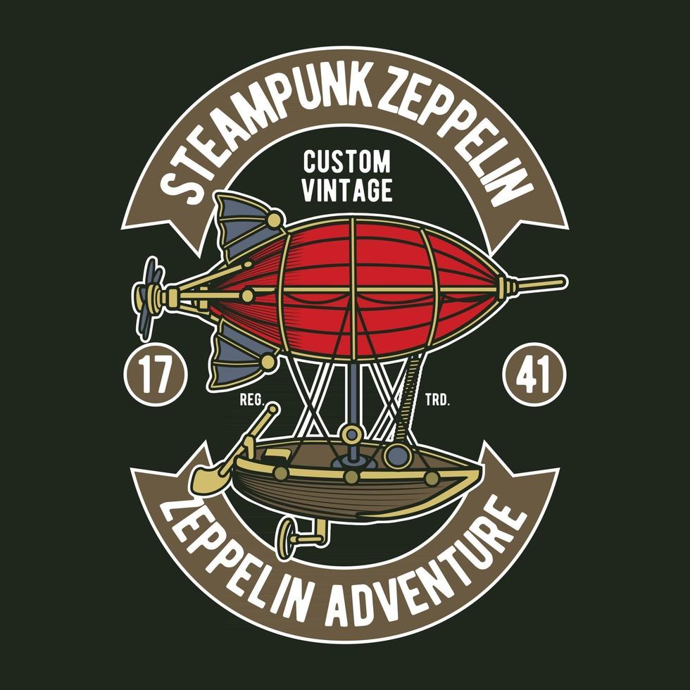 design do emblema do zepelim Steampunk vetor
