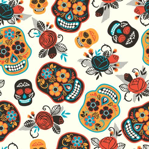 Dia de los muertos. Dia dos Mortos. Padrão sem emenda vetor