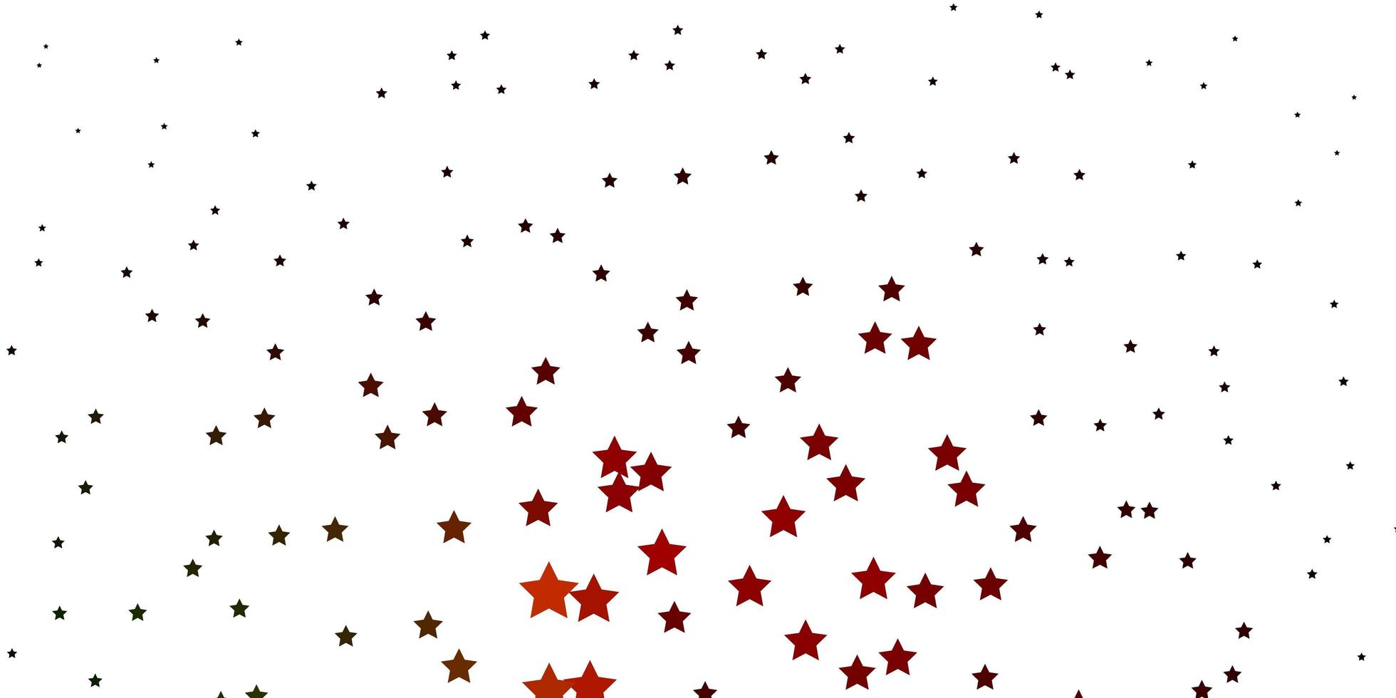 layout de vetor verde escuro e vermelho com estrelas brilhantes.