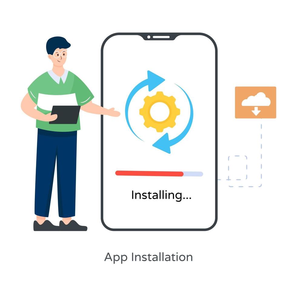 instalação de aplicativo móvel vetor