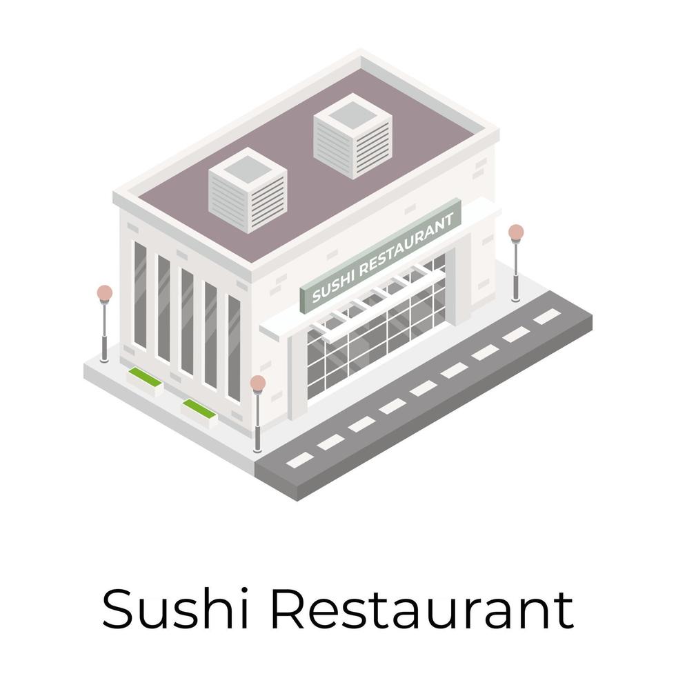 edifício restaurante de sushi vetor