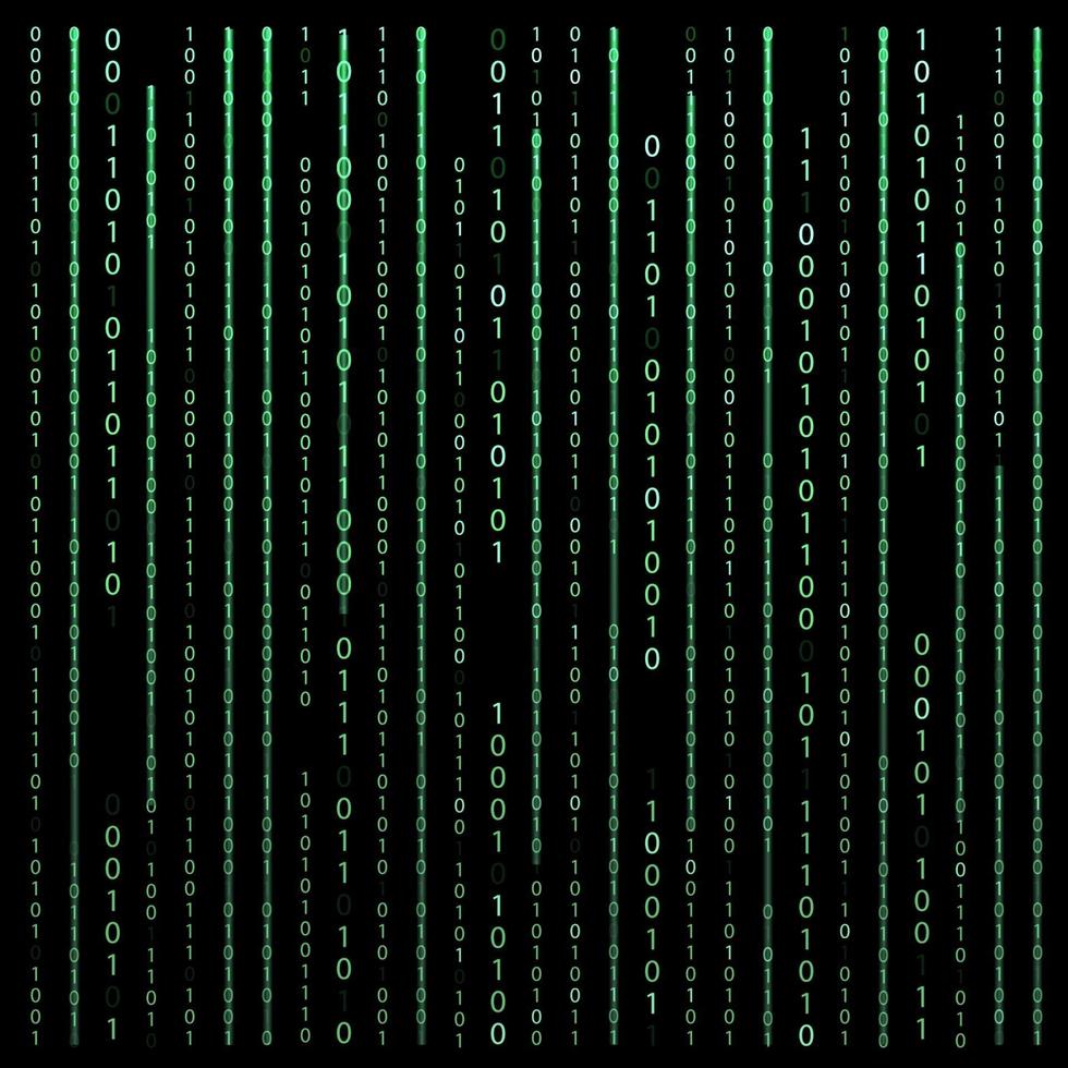 Preto e branco. código binário do algoritmo com dígitos no fundo, codificação, código de dados de descriptografia, matriz. ilustração vetorial vetor