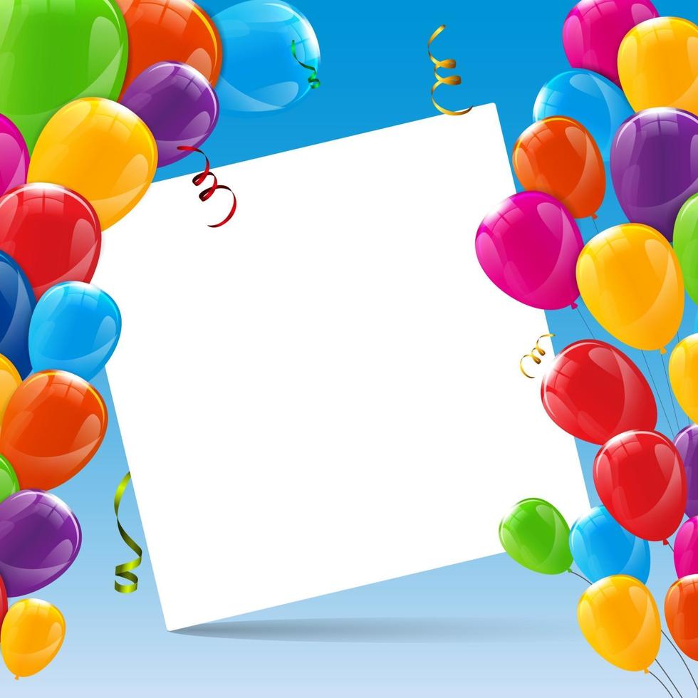 fundo brilhante colorido do banner dos balões de feliz aniversário vetor