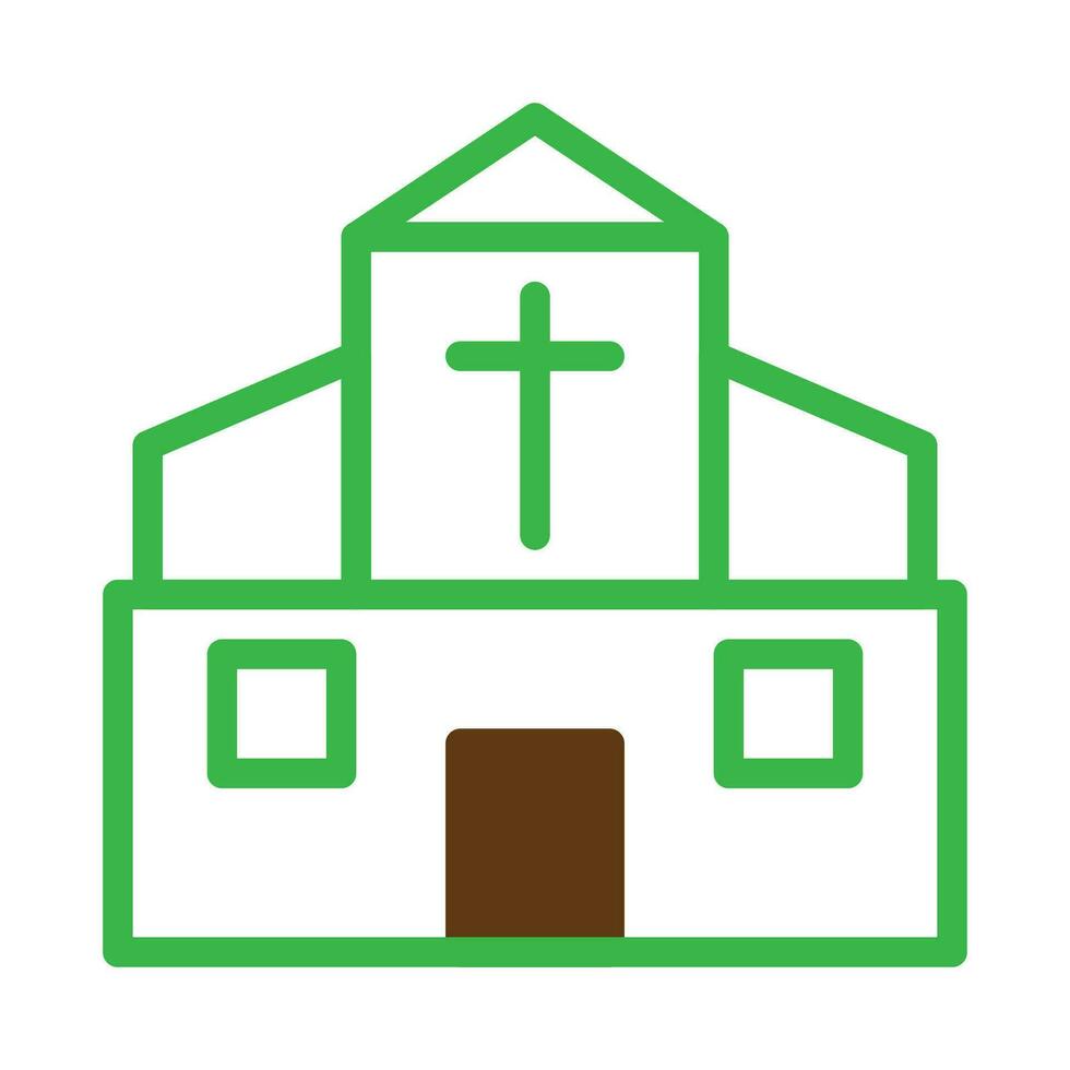 catedral ícone duotônico verde Castanho cor Páscoa símbolo ilustração. vetor