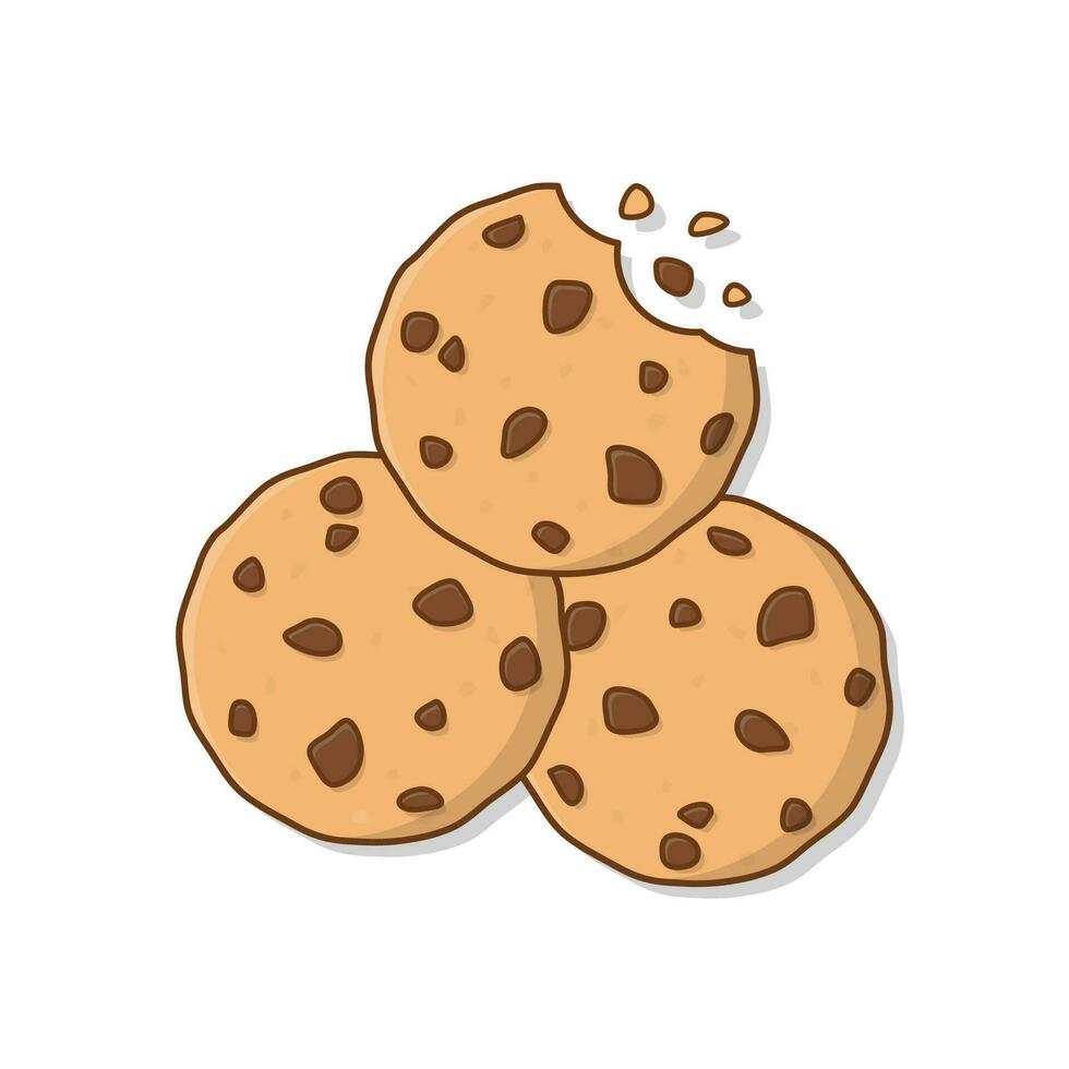 biscoitos vetor ícone ilustração. biscoitos mordidas plano ícone