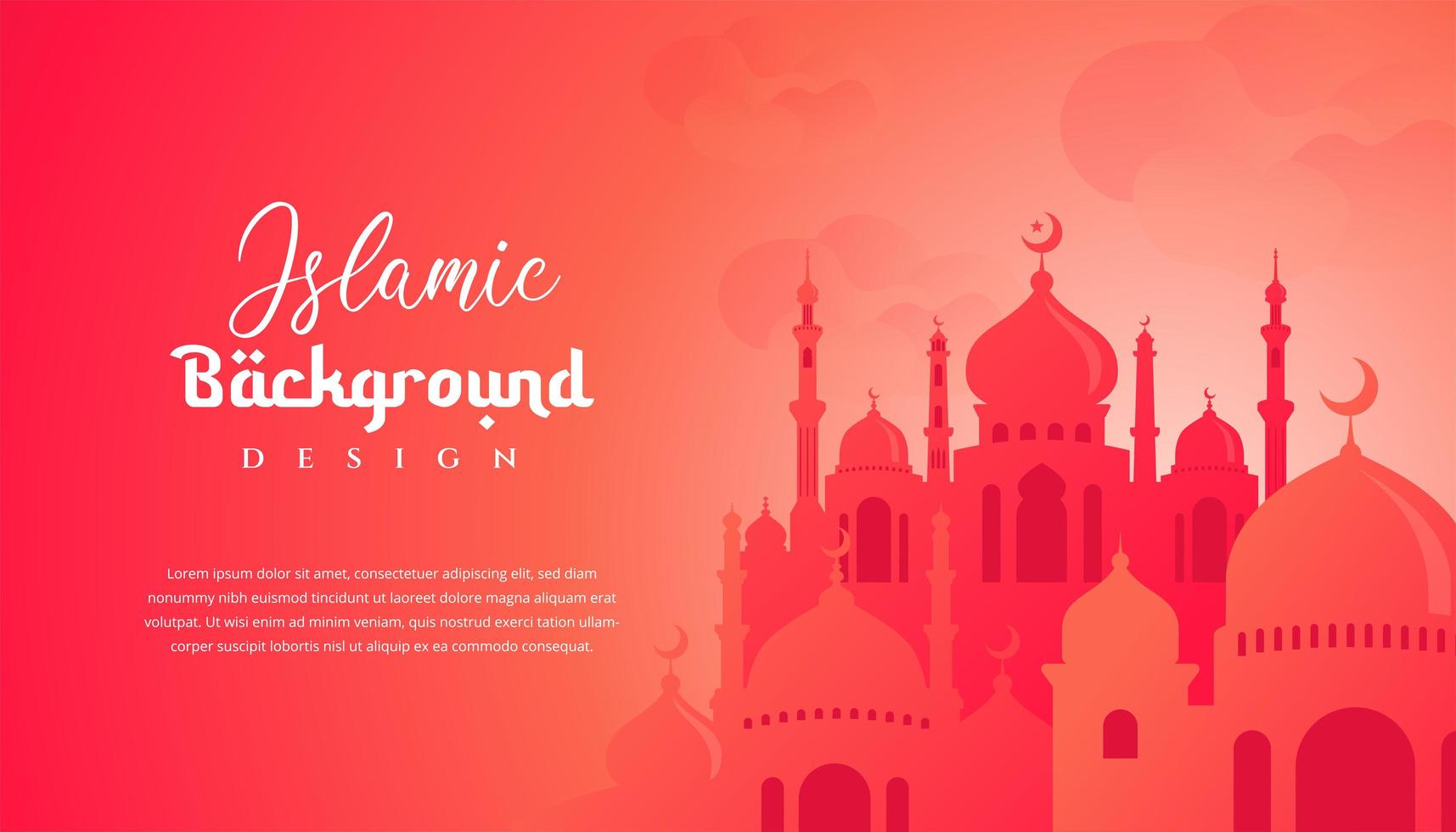 projeto do fundo islâmico com ilustração 3D da mesquita. pode ser usado para cartão de felicitações, pano de fundo ou banner. vetor