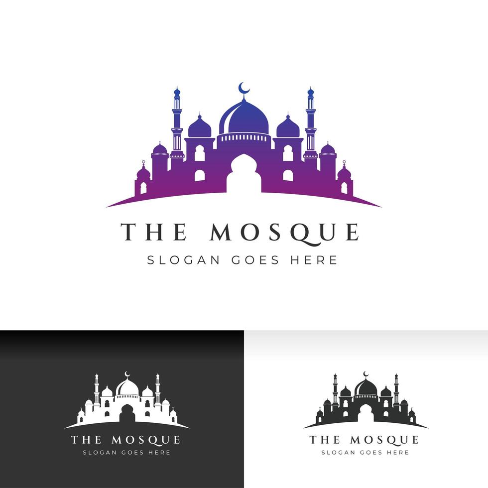 modelo de design da ilustração do vetor do logotipo da silhueta do ícone da mesquita