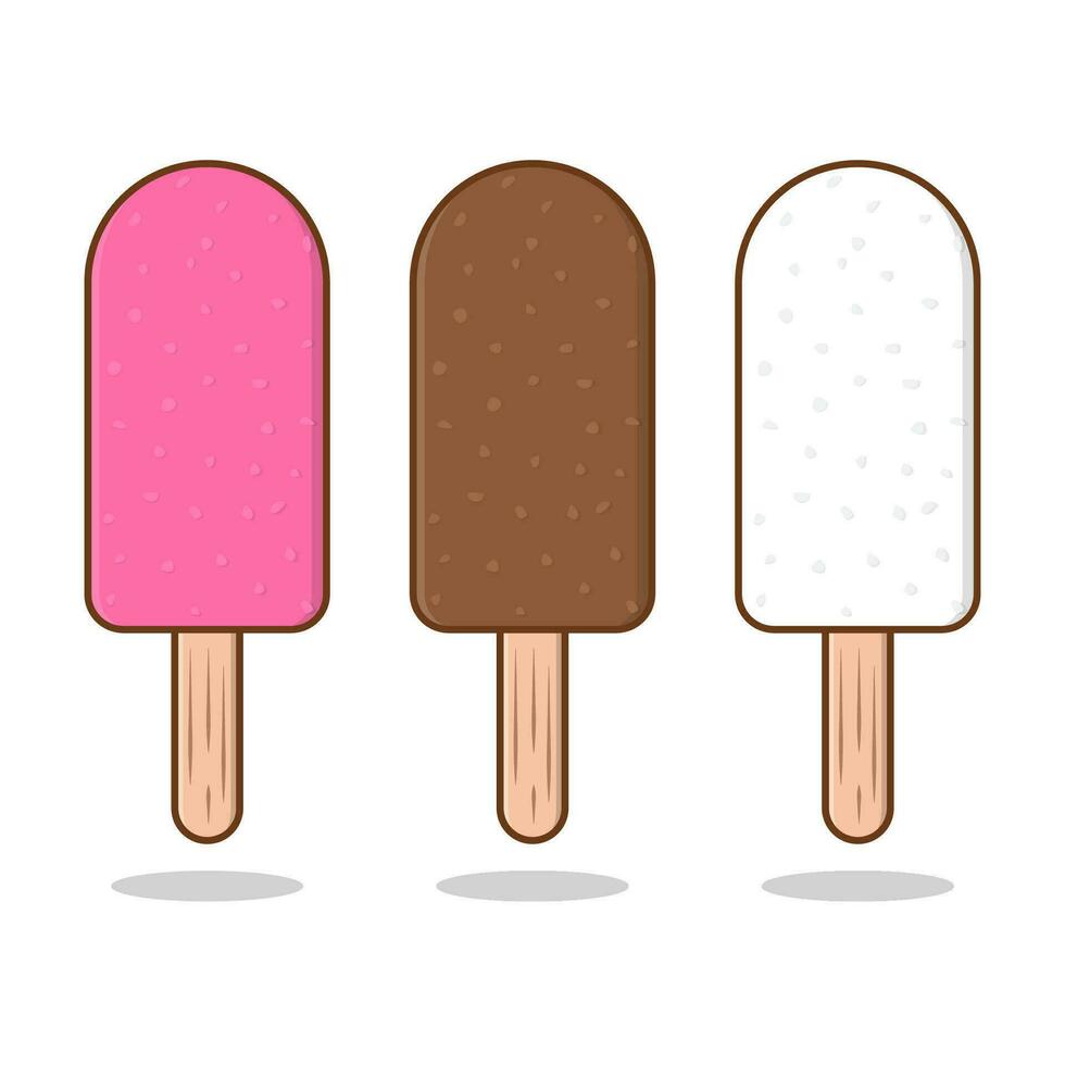 gelo creme vetor ícone ilustração. chocolate gelo cremes com diferente sabor plano ícone