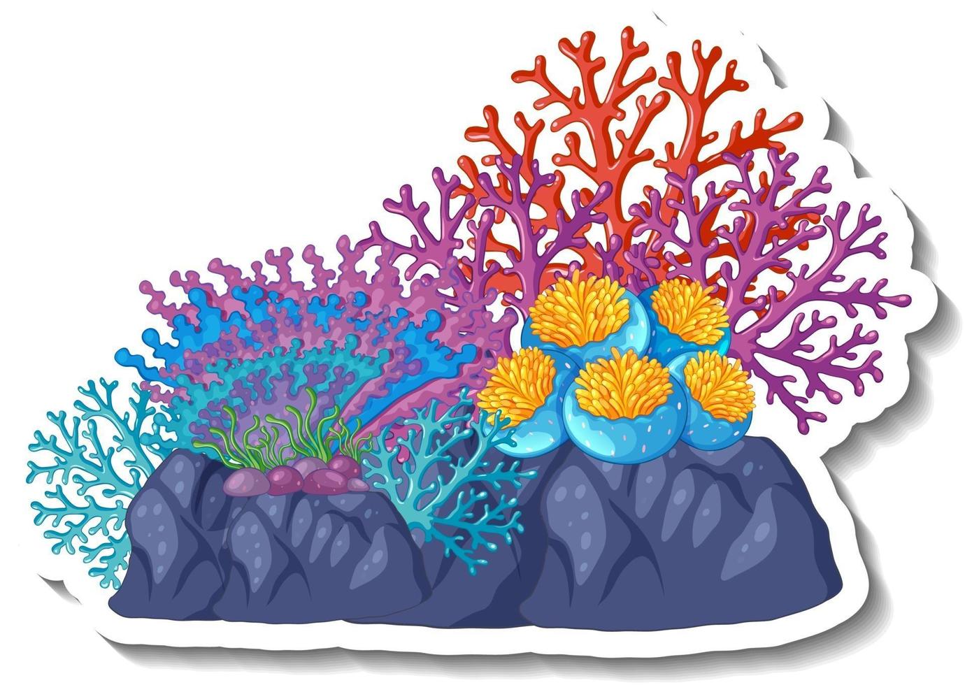 um modelo de adesivo com elemento coral marinho isolado vetor