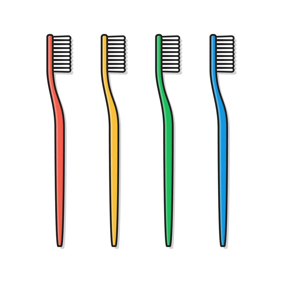 escova de dente vetor ícone ilustração. escova de dente dentro diferente cores plano ícone