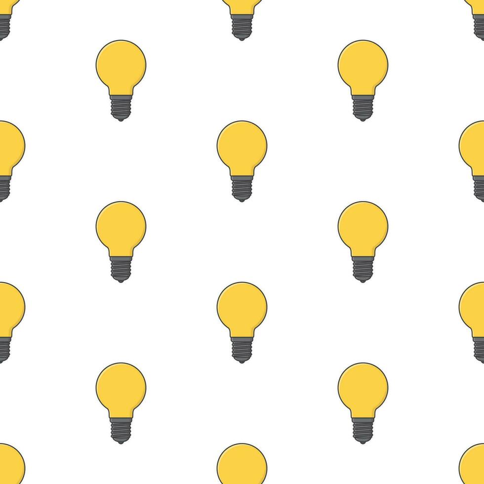 luz lâmpada desatado padronizar em uma branco fundo. amarelo luminária tema vetor ilustração