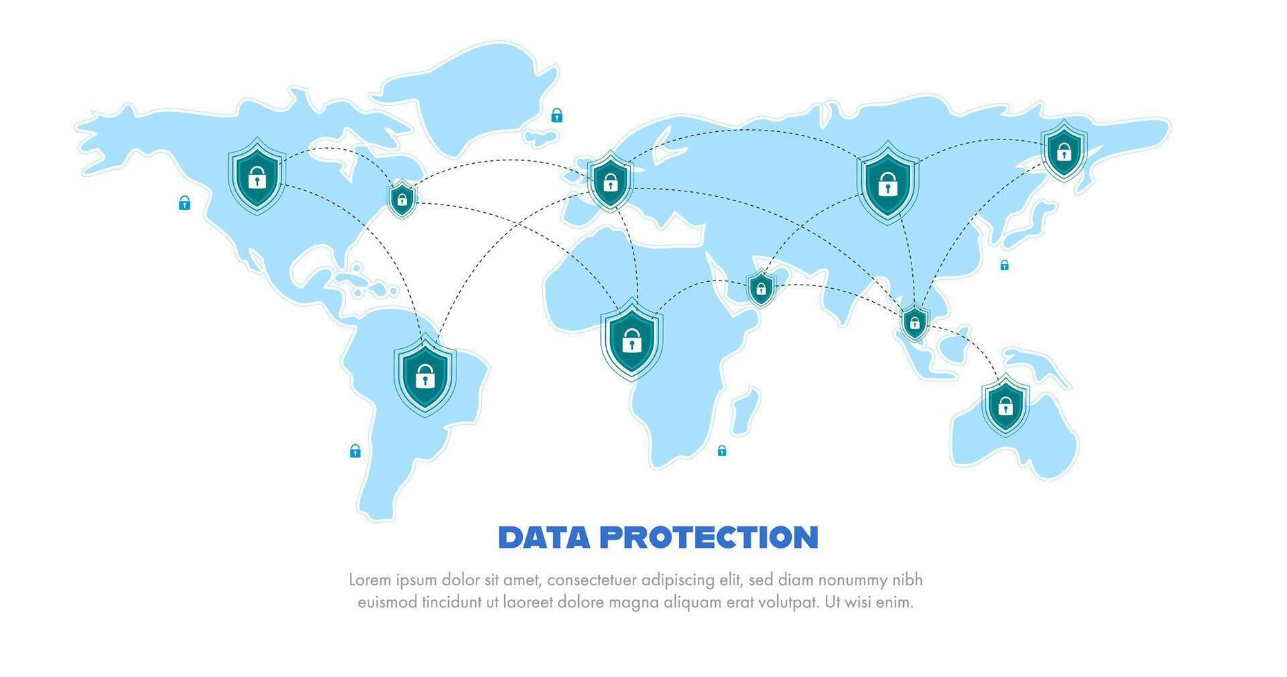 ilustração do conceito on-line de segurança de dados pessoais e segurança de dados cibernéticos vetor