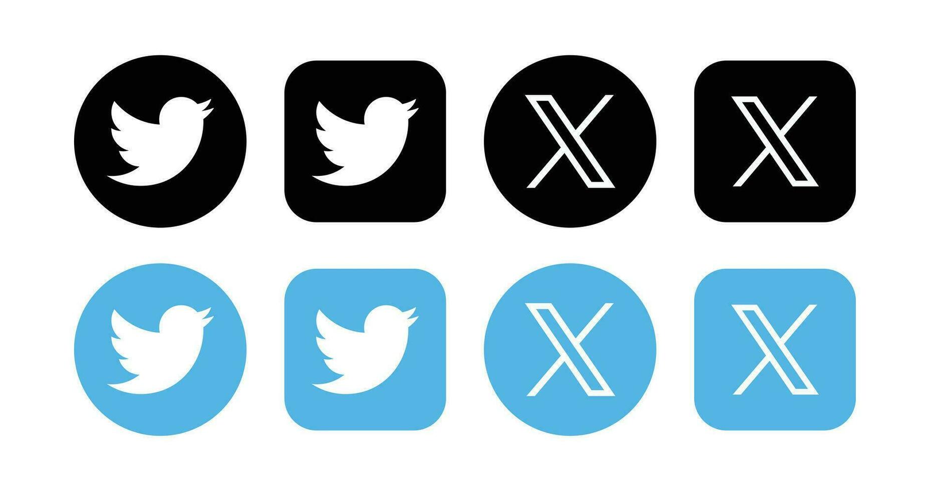 Twitter Novo logotipo . Twitter ícones. Novo Twitter logotipo x 2023. x social meios de comunicação ícone. vetor