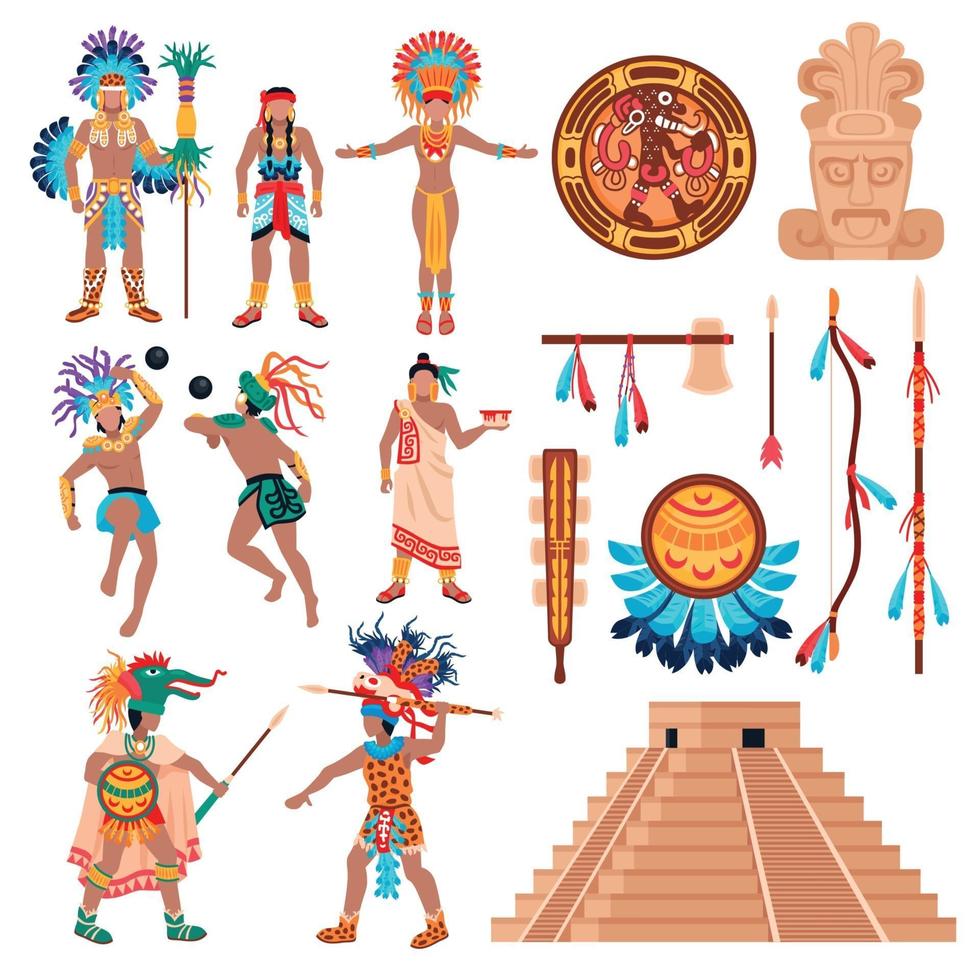 ilustração vetorial conjunto de elementos da cultura maya vetor