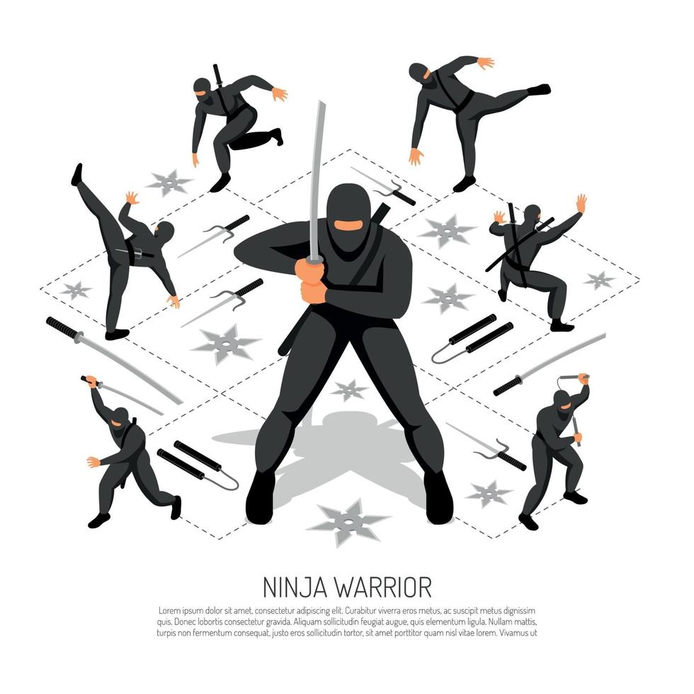 ilustração em vetor cartaz guerreiro ninja