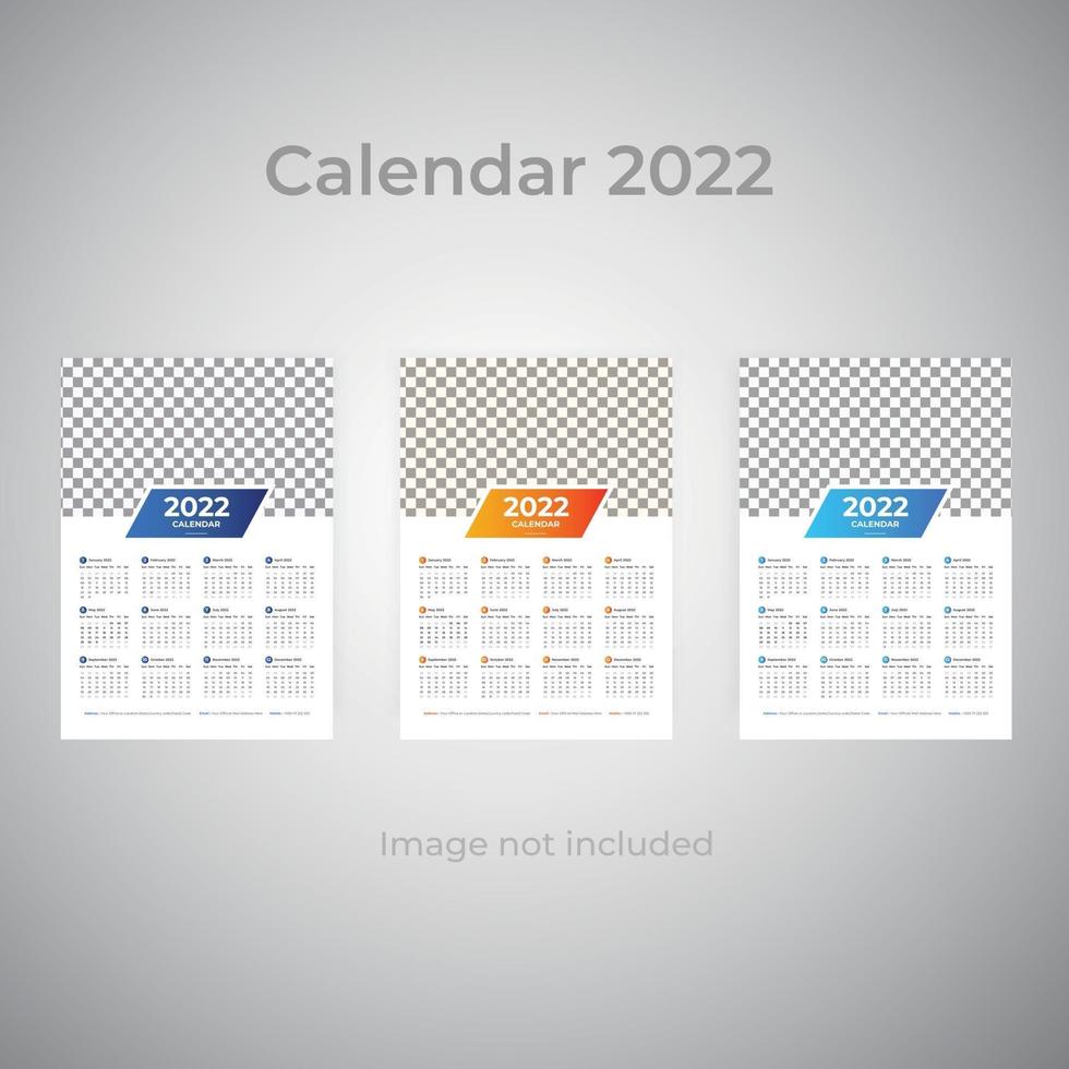 modelo de calendário de parede empresarial gradiente colorido vetor