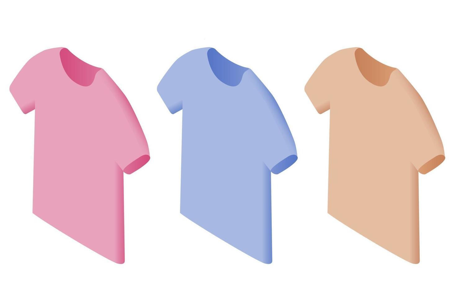 design de camisa de t, coleção de vestido. tshirt definido em cores diferentes. maquete de camisa de t para seu projeto de design. ilustração vetorial de roupas isolada no fundo branco vetor