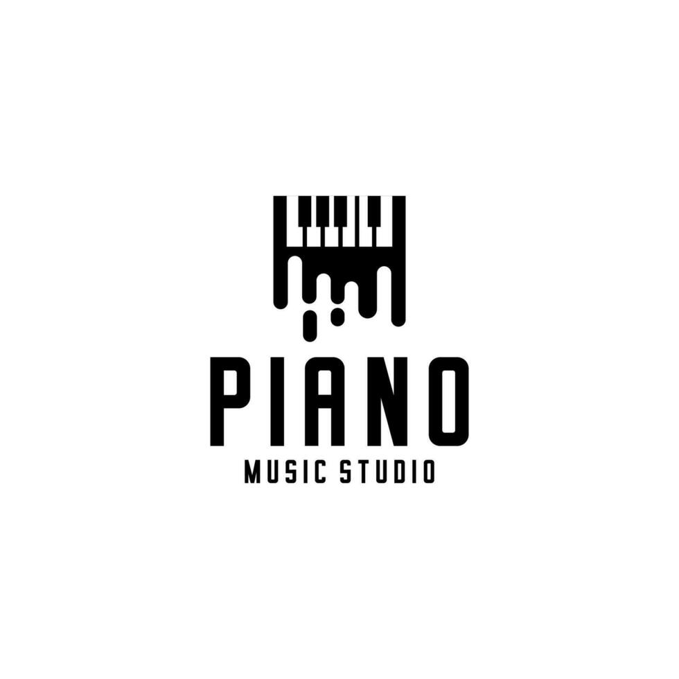 vetor logotipo do piano teclado e Preto tinta gotas