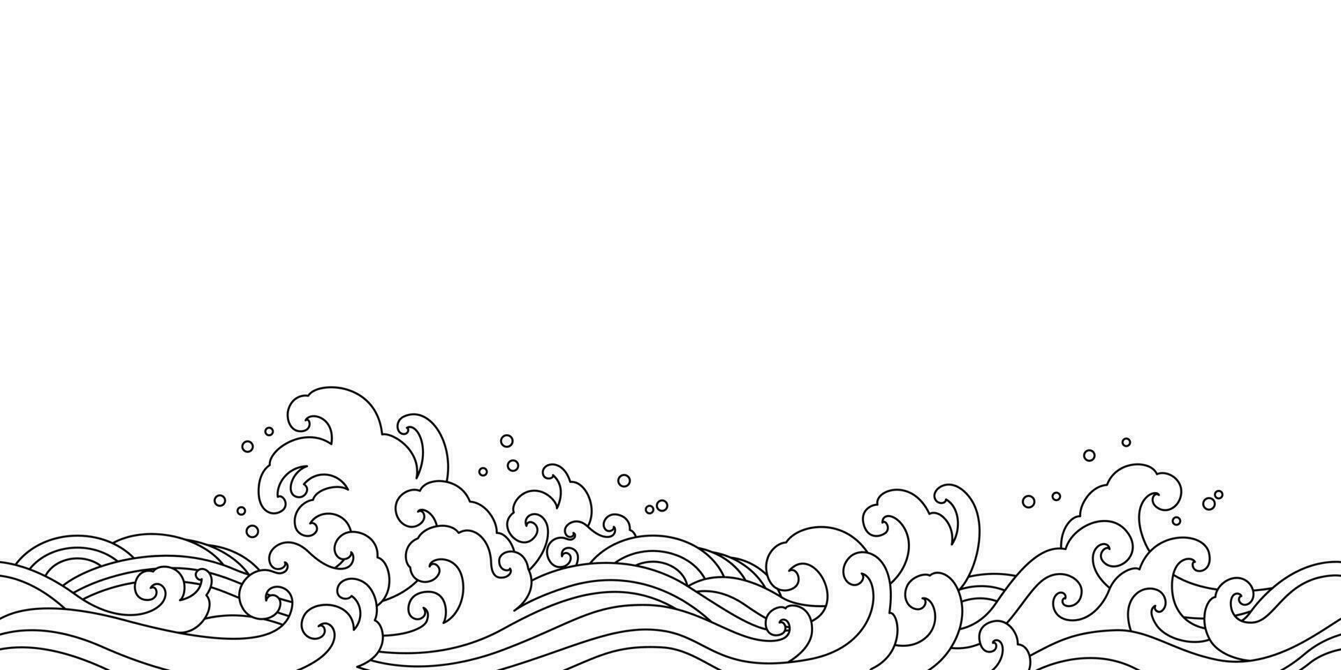 Japão oceano mar onda oriental estilo desatado padronizar ilustração vetor