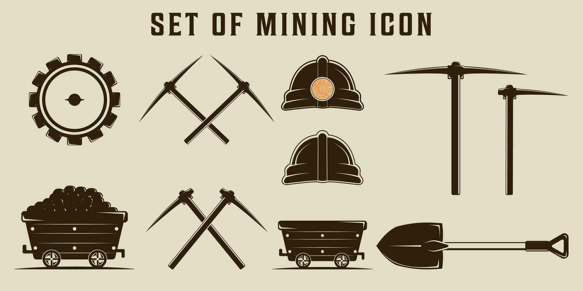 conjunto do isolado mineração ícone vetor ilustração modelo gráfico Projeto. agrupar coleção do vários indústria fábrica do escavador placa ou símbolo para o negócio metal energia