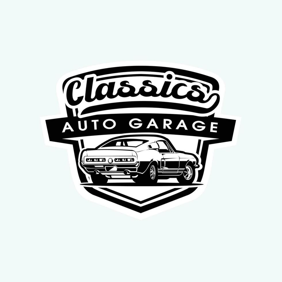 clássico retro carro crachá emblema logotipo vetor