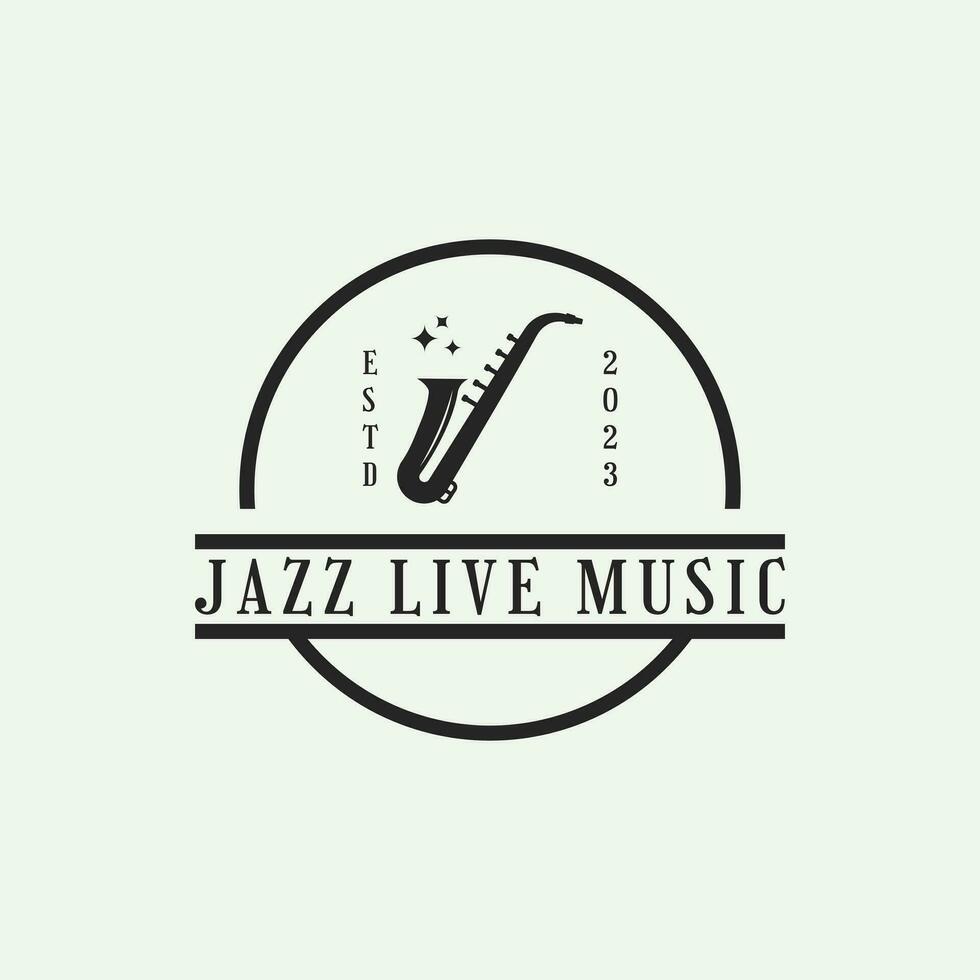 jazz viver música logotipo Projeto vetor com saxofone vintage retro estilo