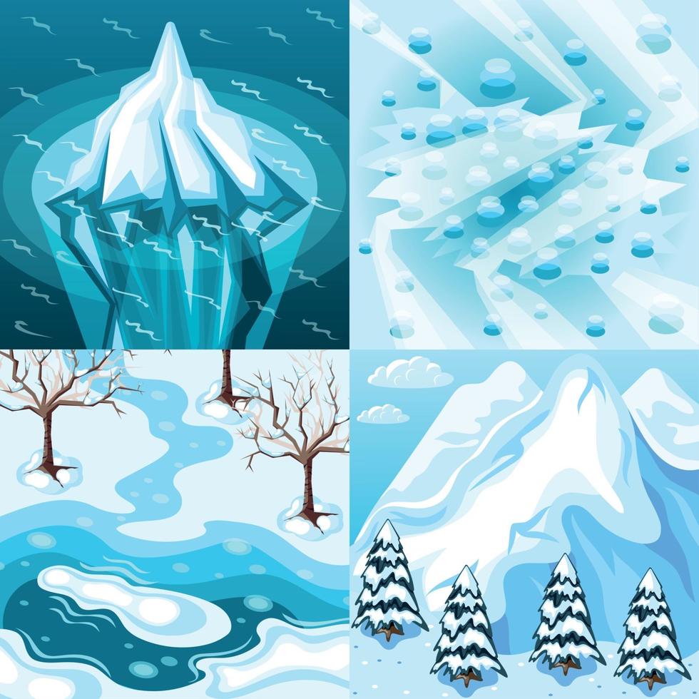 ilustração vetorial de conceito de projeto isométrico de paisagismo de inverno vetor