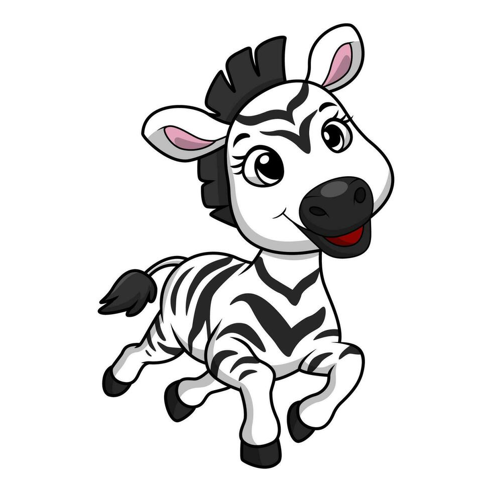 fofa pequeno zebra desenho animado em branco fundo vetor