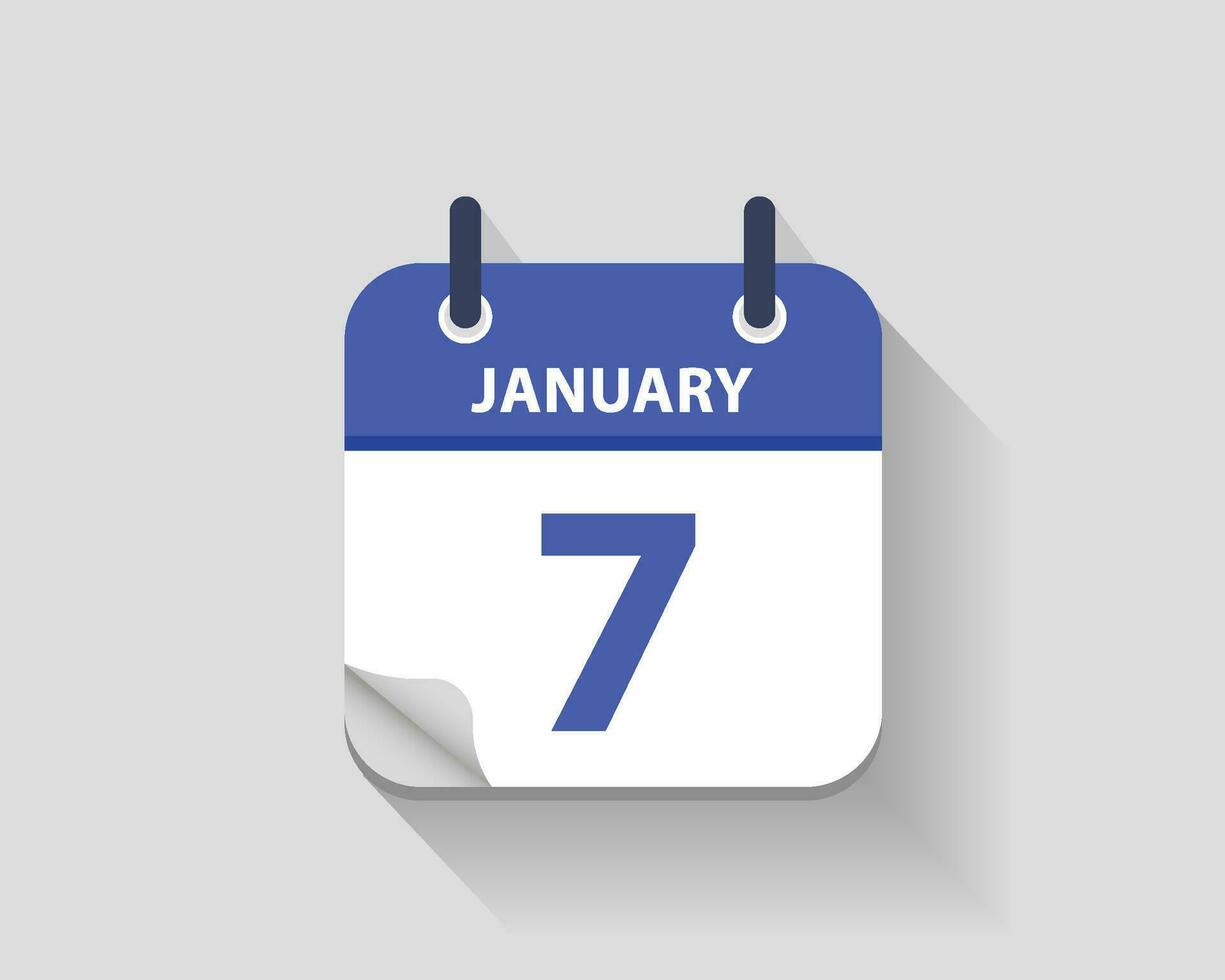 janeiro 7. vetor plano diariamente calendário ícone. encontro e tempo, dia, mês. ano. vetor ilustração