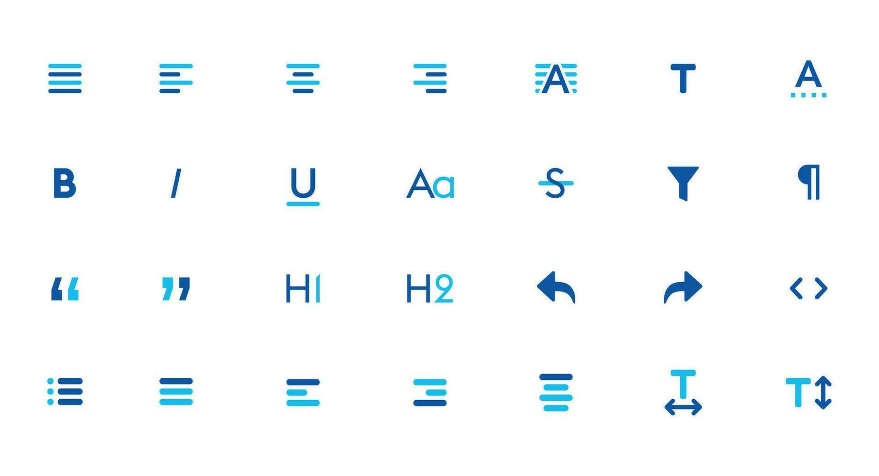 conjunto de ícones de glifo do editor de texto vetor