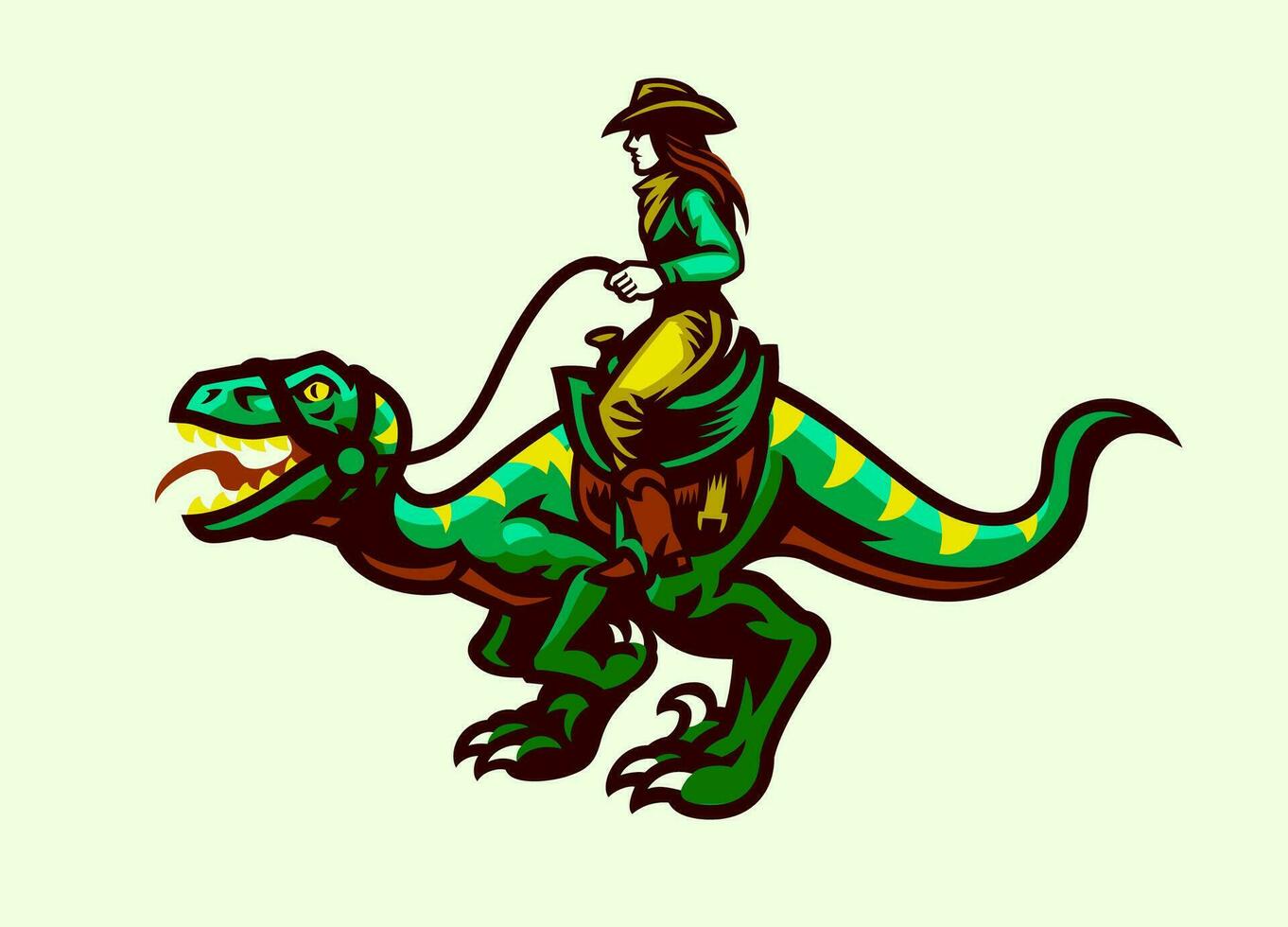 vaqueira equitação raptor dentro retro vintage estilo vetor