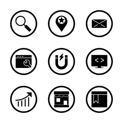 Conjunto de vetor SEO Search Engine Optimization Icons