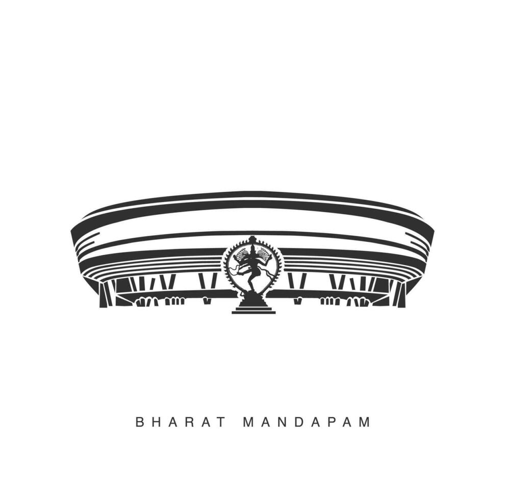 bharat mandapam com nataraj shiva estátua vetor ícone. uma mandapa é uma pilares corredor para público rituais dentro indiano arquitetura.