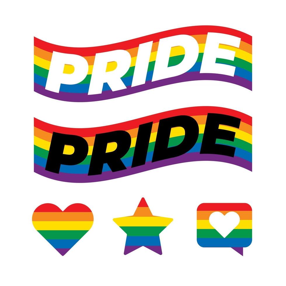 texto orgulho LGBT na bandeira do arco-íris. as cores refletem a diversidade da comunidade LGBT. vetor
