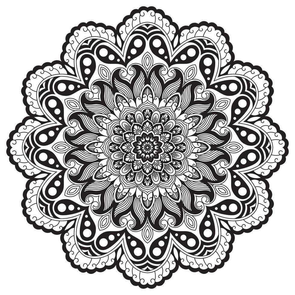 mandala de flores. elementos decorativos vintage. padrão oriental, ilustração vetorial. Islã, árabe, indiano, marroquino, espanha, turco, paquistão, chinês, místico, motivos otomanos. página do livro para colorir vetor