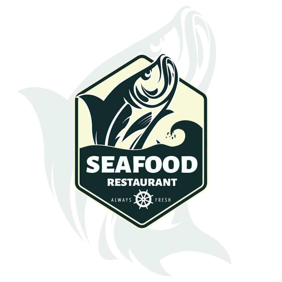 peixe logotipo com linha Projeto vetor, restaurante logotipo , peixe e círculo vetor