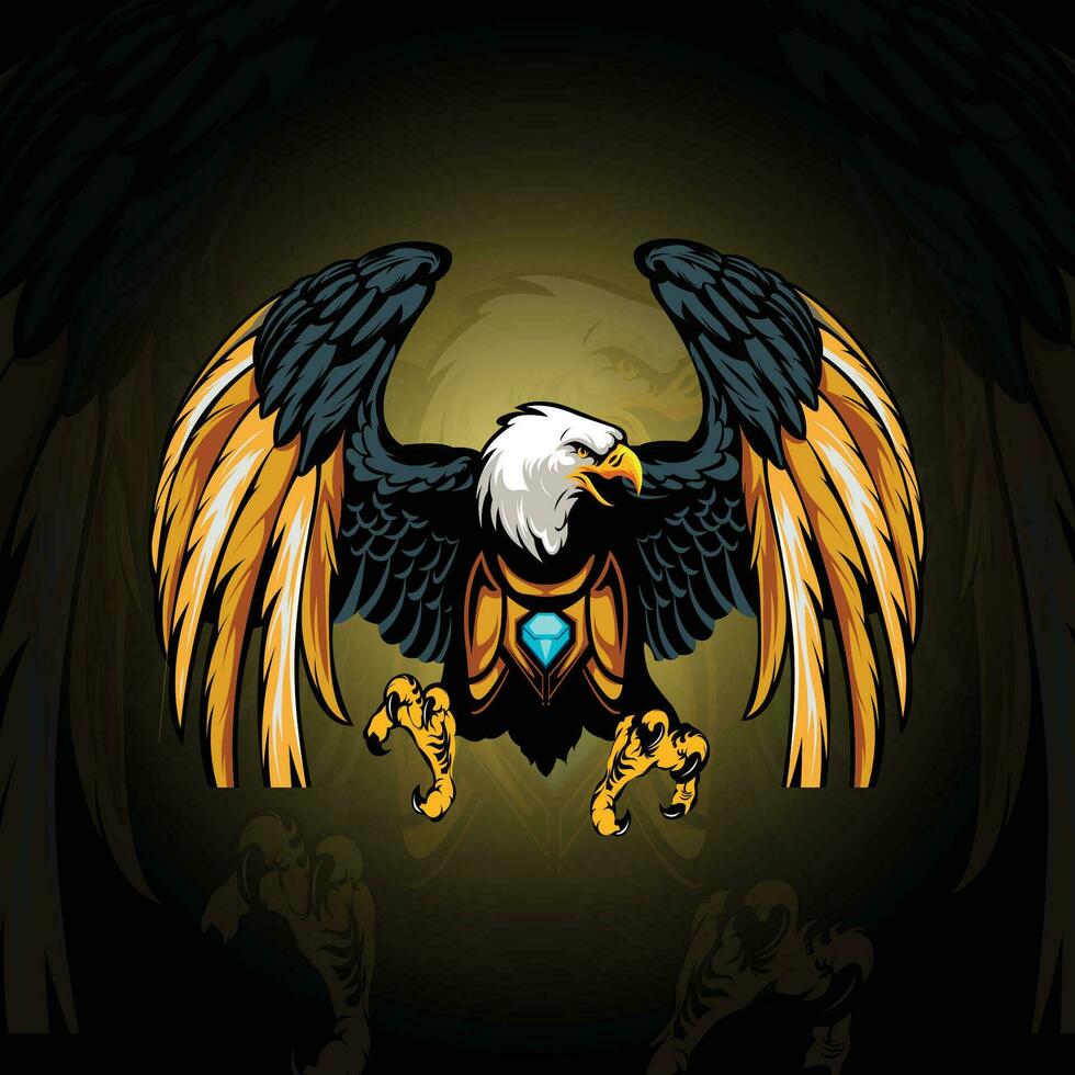 design de logotipo de esport esportivo de mascote de águia vetor